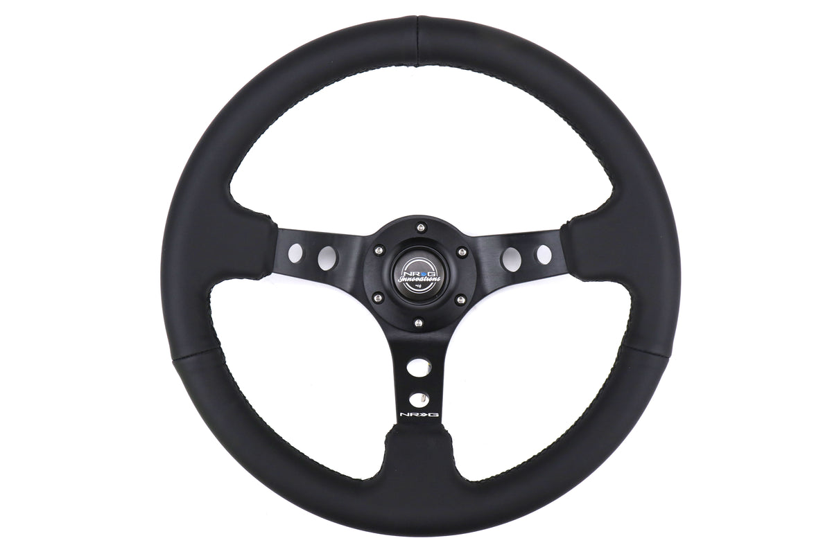 NRGRST-006BK NRG Reinforced Steering Wheel 350mm 3in Deep Black - Universal,