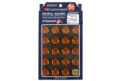VLKWDURA4212125O Rays Dura-Nut L42 Straight Type lug nuts - 2015+ WRX / 2015+ STI / 2013+ BRZ / 2014+ FORESTER-Orange,