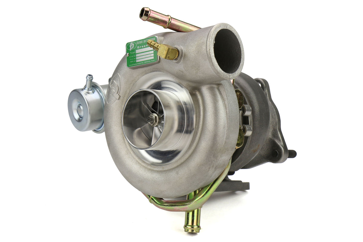FPT2025090 Forced Performance FP GREEN Turbocharger Subaru STI 60mm 8cm IWG w/ Oil Feed Line - 2002-2007 Subaru WRX / 2004+ Subaru STI,
