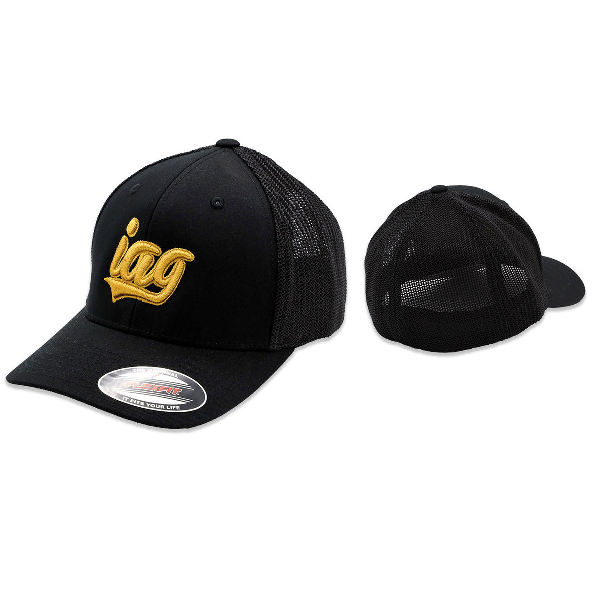 IAGIAG-APP-2042 IAG Performance IAG Flexfit Trucker Hat w/ IAG Gold Script,