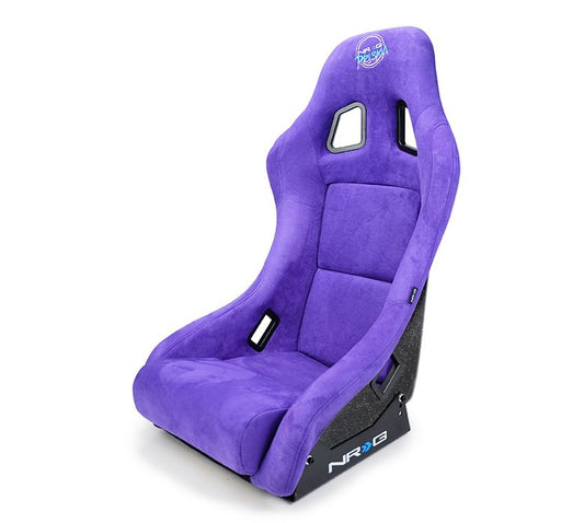 NRGFRP-303PP-PRISMA NRG Innovations FRP Bucket Seat PRISMA Edition with pearlized back. All Black alcantara vegan material. (Medium),