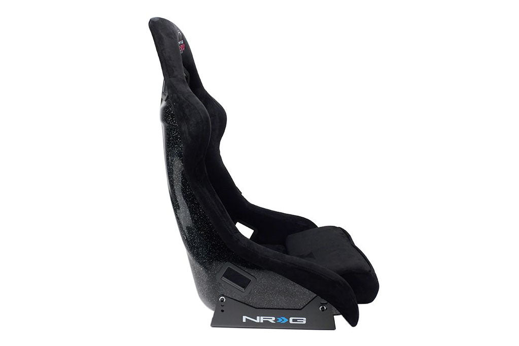 NRGFRP-302BK-PRISMA NRG Innovations FRP Bucket Seat PRISMA Edition with pearlized back. All Black alcantara vegan material. (Large),