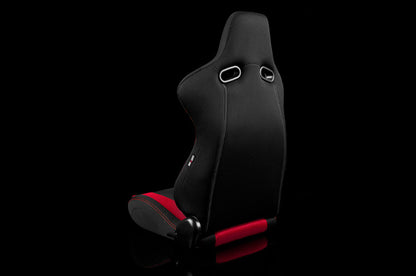 BRMBRR7-BKRD Braum Venom Series Sport Seats - Black and Red Cloth (Red Stitching) Pair - Universal,