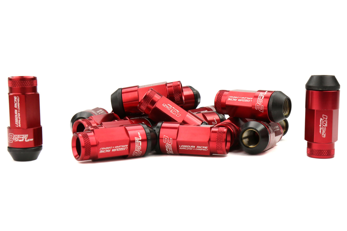 KICWRL5313R Project Kics Leggdura Racing Shell Type Lug Nut 53mm (Open-End) - 2015+ WRX / 2015+ STI / 2013+ FT86-Red,
