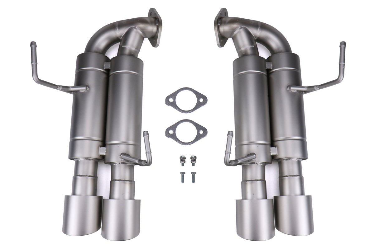 CPESBAE00002T CP-E Austenite Axle Back Quad Mufflers 4in Titan Tips - 2015+ WRX / STI,