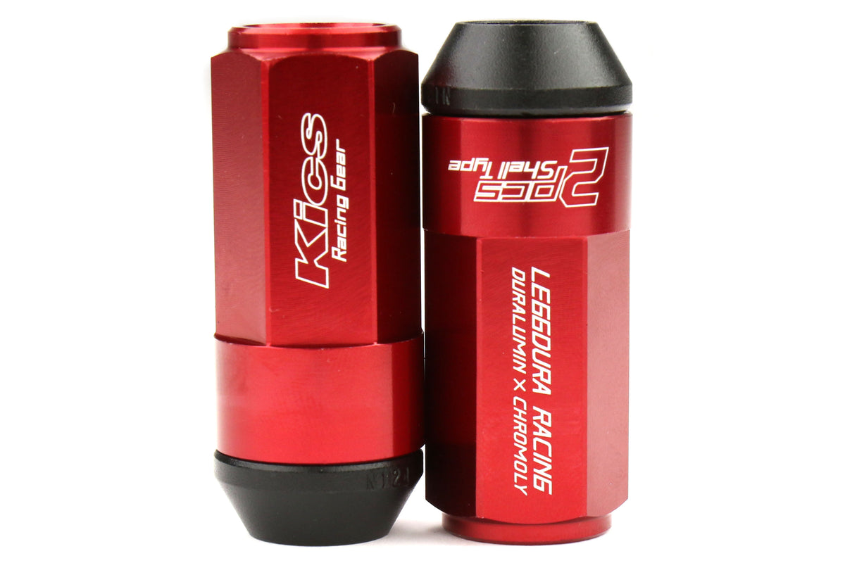 KICWCL5313R Project Kics Leggdura Racing Shell Type Lug Nut 53mm (Closed-End) - 2015+ WRX / 2015+ STI / 2013+ FT86-Red,