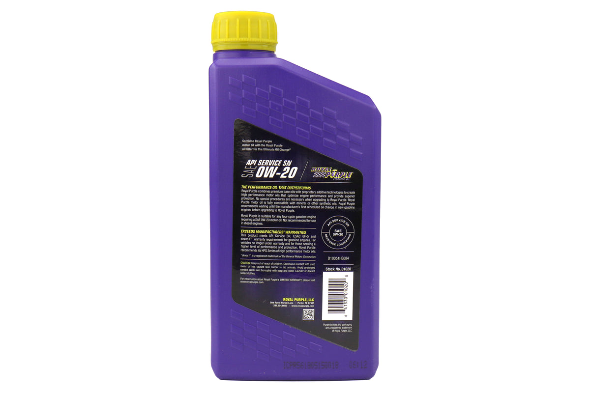 ROY01020 Royal Purple 0W20 Sythetic Oil (1 Quart),