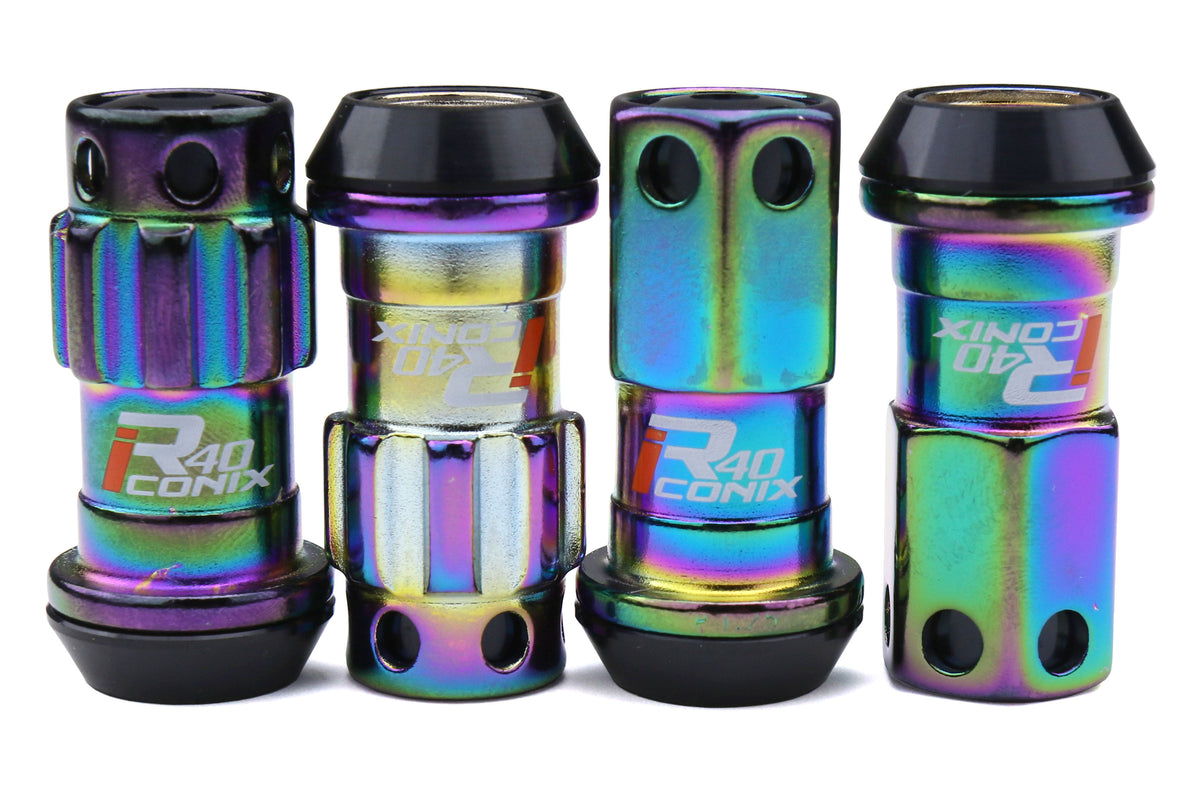 KICWRIA13NK Project Kics R40 Iconix With Aluminum Cap and Locks - 2015+ WRX / STI / 2013+ FT86 / 2014+ Forester -Neo Chrome,