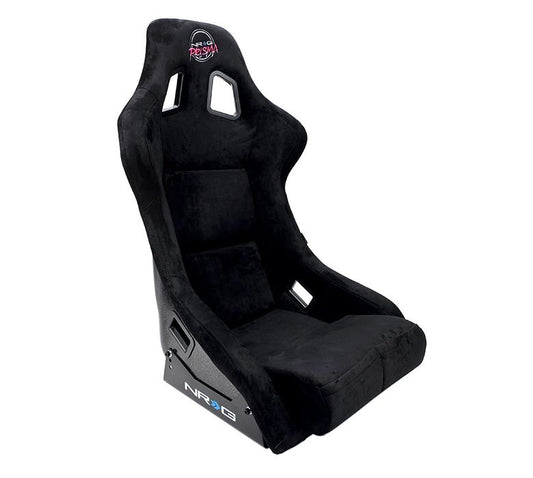 NRGFRP-302BK-PRISMA NRG Innovations FRP Bucket Seat PRISMA Edition with pearlized back. All Black alcantara vegan material. (Large),