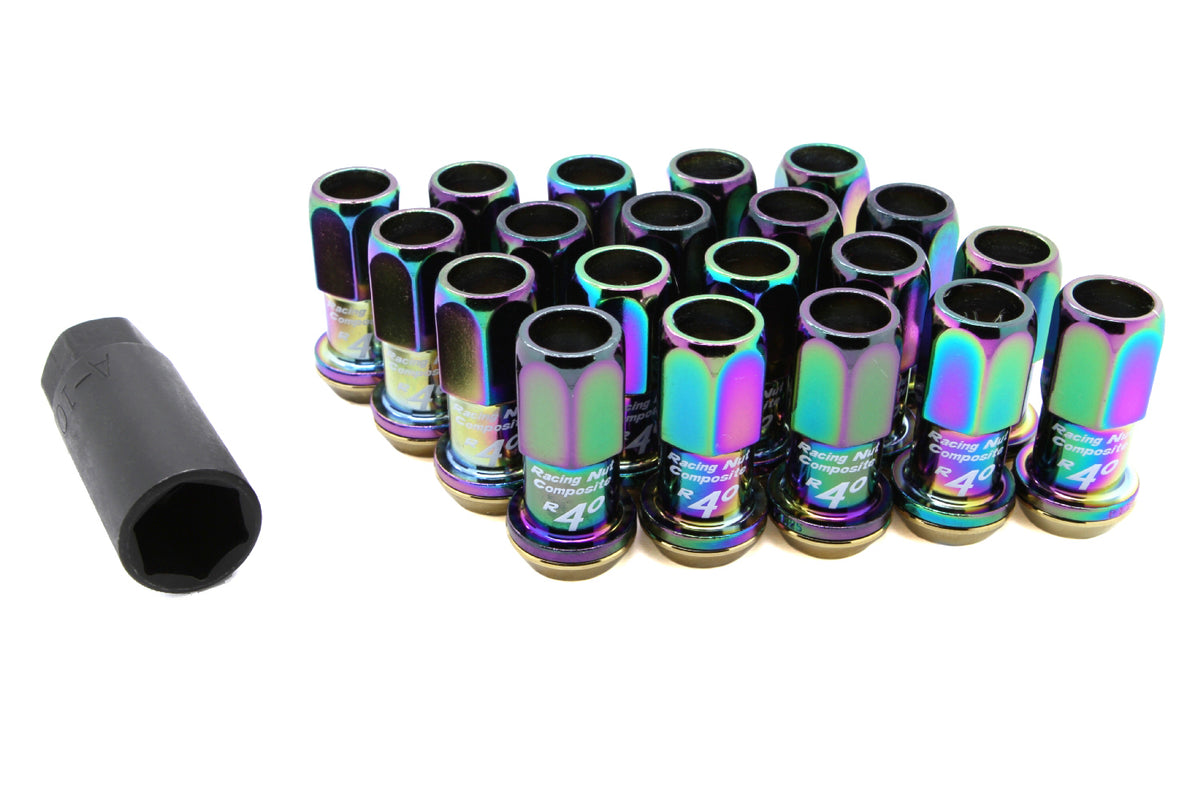KICKRC03N Project Kics R40 Lug Nuts - 2015+ WRX / 2015+ STI / 2013+ FT86-R40 Neo Chrome,