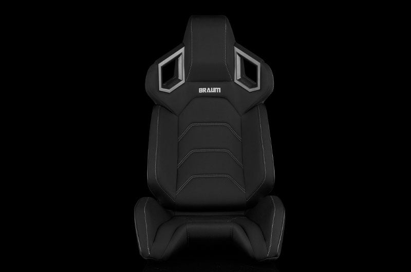 BRMBRR5-BFGS Braum Alpha X Series Sport Seats - Black Polo Fabric (Grey Stitching)  Pair - Universal,