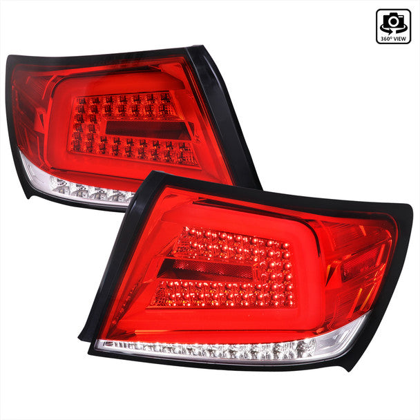 SCDLT-WRX084RLED-SQ-TM Sped D Tuning LED Sequential Turn Signal Tail Lights Red Housing w/Clear Lens and White Bar - 2008-2014 Subaru WRX/STI Sedan,