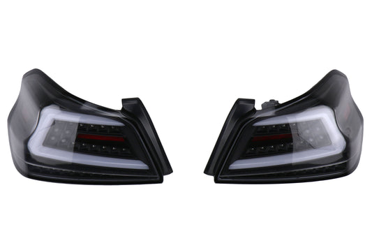 SCDLT-WRX15JMLED-SQ-TM Spec-D Sequential LED Tail Lights - 2015+ WRX / STI-Glossy Black-Clear Lens-White LED Bar,
