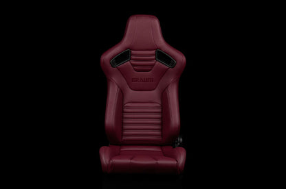 BRMBRR1X-MRBS Braum Elite-X Series Sport Seats - Maroon Leatherette (Black Stitching) Pair - Universal,