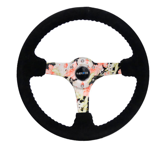 NRGRST-036FL-S NRG Reinforced Steering Wheel 350mm Suede 3in Deep Floral,