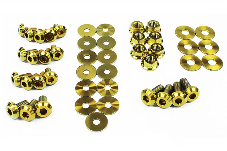 Fast Turn Fittings Titanium Hardware Engine Bay Kit (Gold) - 2008-2014 Subaru WRX/STI