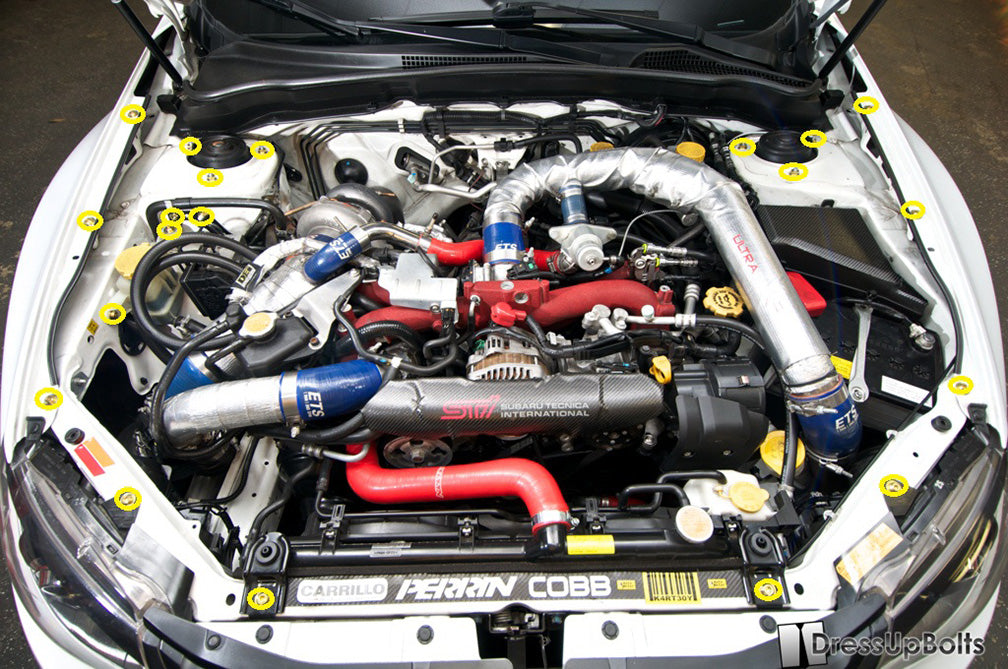 Fast Turn Fittings Titanium Hardware Engine Bay Kit (Black) - 2008-2014 Subaru WRX/STI