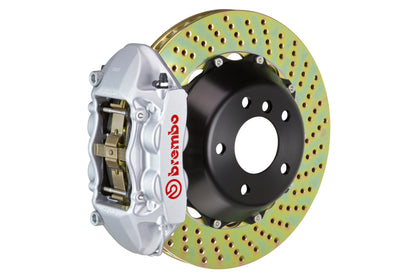 BRE2P1.8042A3 Brembo 4 Piston Rear BBK Slotted or Drilled : Silver Caliper, Drilled Rotor - 2P1.8042A3,