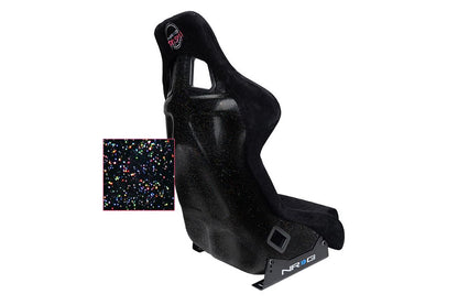 NRGFRP-302BK-PRISMA NRG Innovations FRP Bucket Seat PRISMA Edition with pearlized back. All Black alcantara vegan material. (Large),
