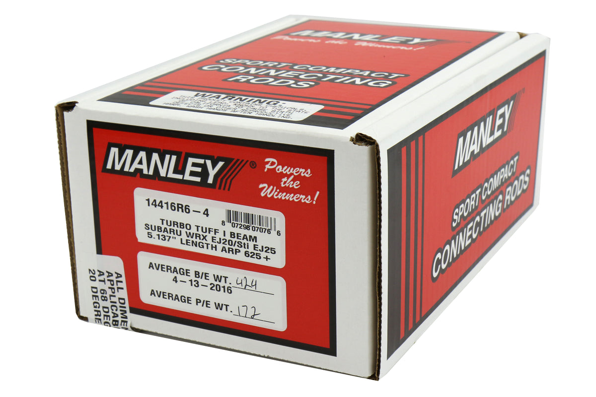 MAN14416R6-4 Manley Performance Pro Series Turbo Tuff I-Beam Connecting Rod Set - 2002-2005 Subaru WRX / 2004+ Subaru STI,
