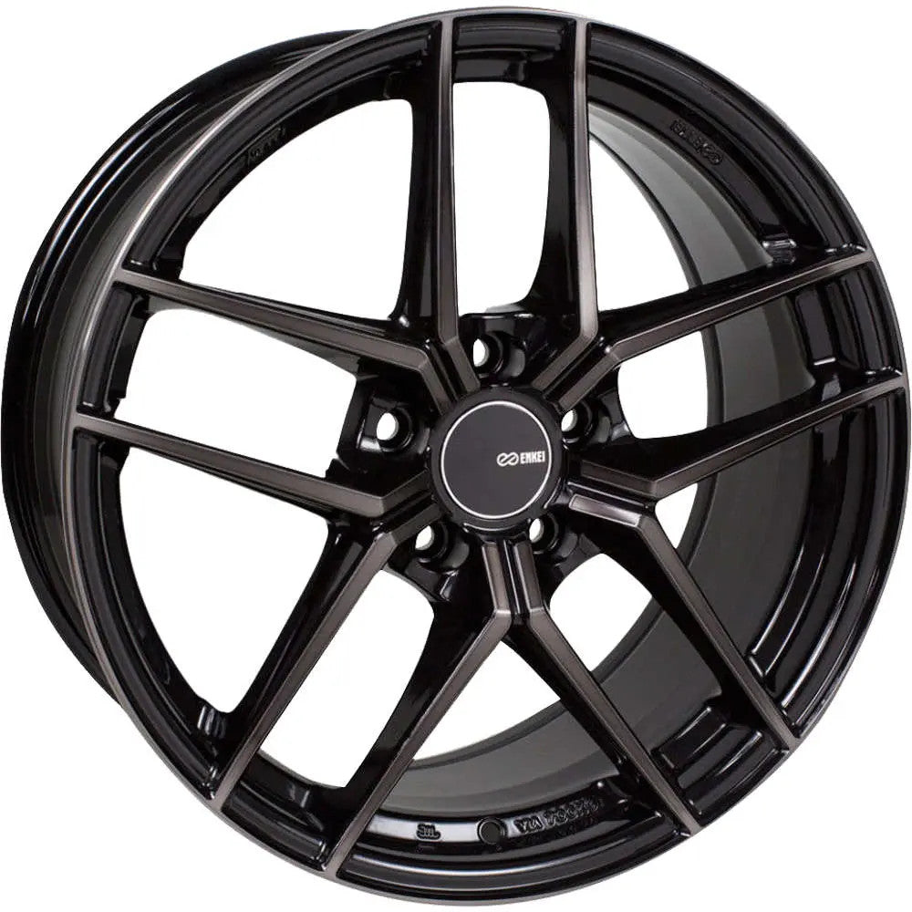 SKU: 498-885-6535MBM,,Enkei TY5 18x8.5 +35 Black with Dark Tinted Spoke Faces and Lip Ring,