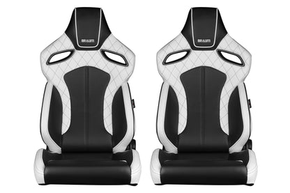 BRMBRR6-WDBS Braum Orue Series Sport Seats White Diamond (Black Stitching)-Universal,