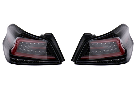 SCDLT-WRX15BKLED-SQ-TM Spec-D Sequential LED Tail Lights - 2015+ WRX / STI-Glossy Black-Clear Lens-Red LED Bar,