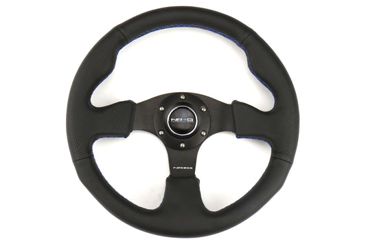 NRGRST-012R-BL NRG Race Style Premium Leather Steering Wheel 320mm w/ Blue Stitching - Universal,