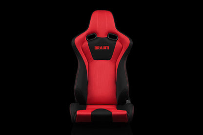 BRMBRR7-BKRD Braum Venom Series Sport Seats - Black and Red Cloth (Red Stitching) Pair - Universal,