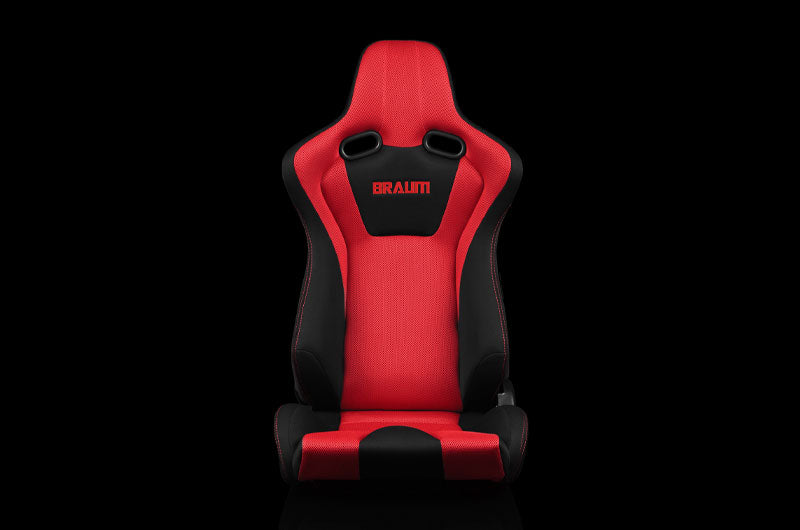 BRMBRR7-BKRD Braum Venom Series Sport Seats - Black and Red Cloth (Red Stitching) Pair - Universal,