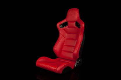 BRMBRR1-RDBS Braum Elite Series Sport Seats - Red Leatherette (Black Stitching) Pair - Universal,