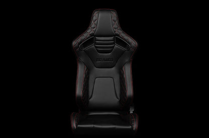 BRMBRR1X-BDRS Braum Elite-X Series Sport Seats - Black Diamond (Red Stitching) Pair - Universal,