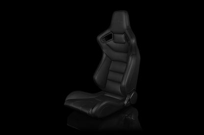 BRMBRR1-BKBS Braum Elite Series Sport Seats - Black Leatherette (Black Stitching) Pair - Universal,