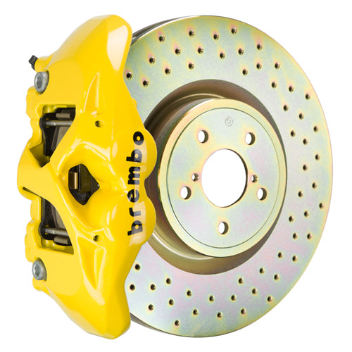 BRE1S4.6001A5 Brembo GT Systems Monobloc 4 Piston 326mm Cross Drilled Yellow Front - 2002-2014 Subaru WRX / 2002-2014 Subaru STI,