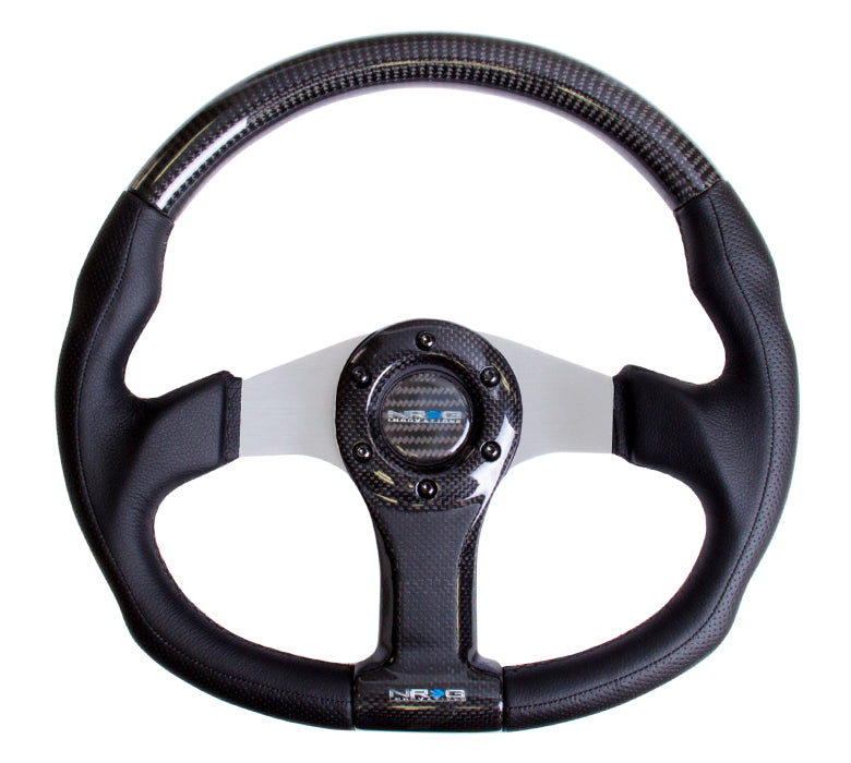 NRGST-013CFSL NRG 350mm Carbon Fiber Steering wheel Silver Oval Shape - Universal,