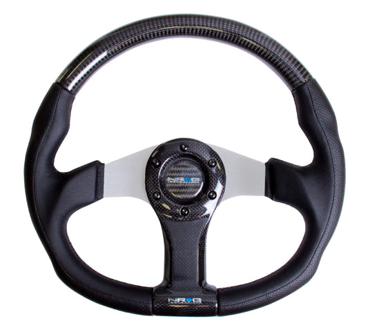NRGST-013CFSL NRG 350mm Carbon Fiber Steering wheel Silver Oval Shape - Universal,