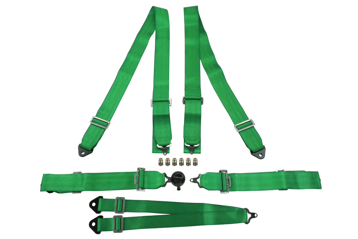 NRGSBH-6PCGN NRG 6 Point Cam Lock Seat Belt Harness - Universal-Green,