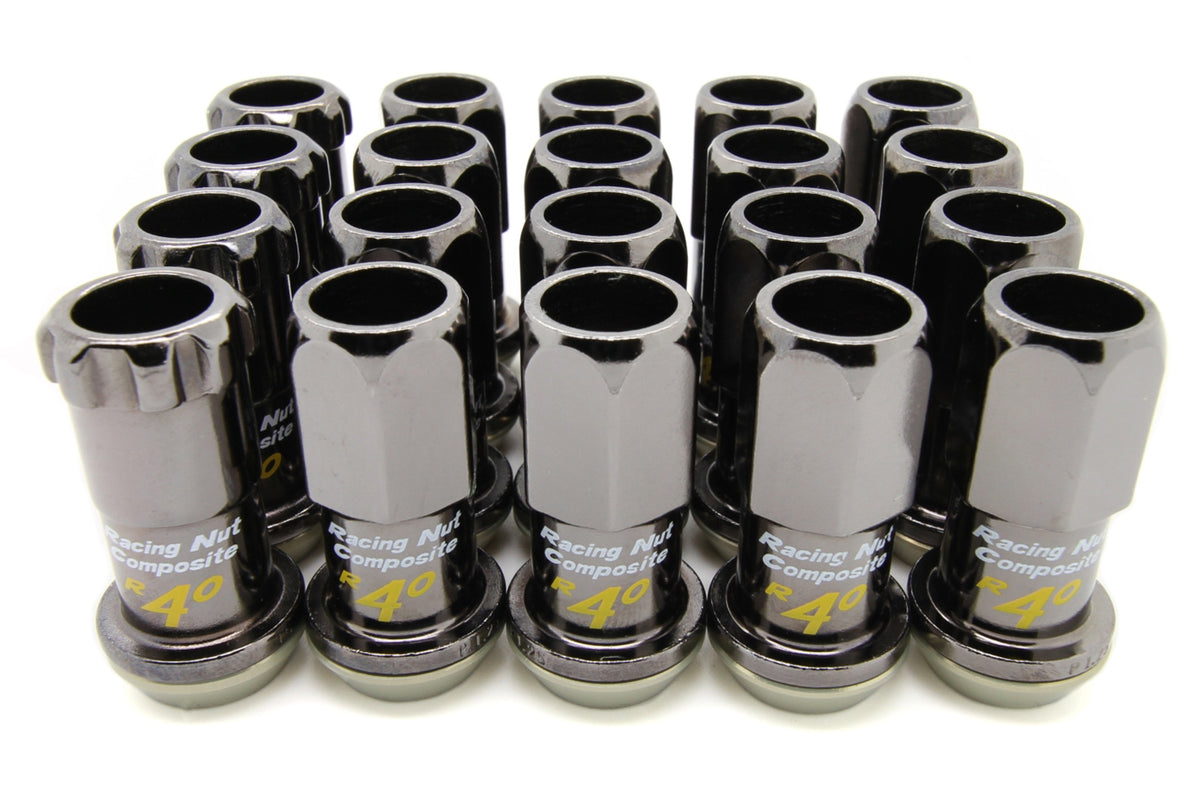 KICKRC13K Project Kics R40 Lug Nuts - 2015+ WRX / 2015+ STI / 2013+ FT86-R40 REVO Black Chrome with Locks,