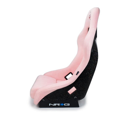 NRGFRP-303PK-PRISMA NRG Innovations FRP Bucket Seat PRISMA Edition with pearlized back. All Pink alcantara vegan material. (Medium),