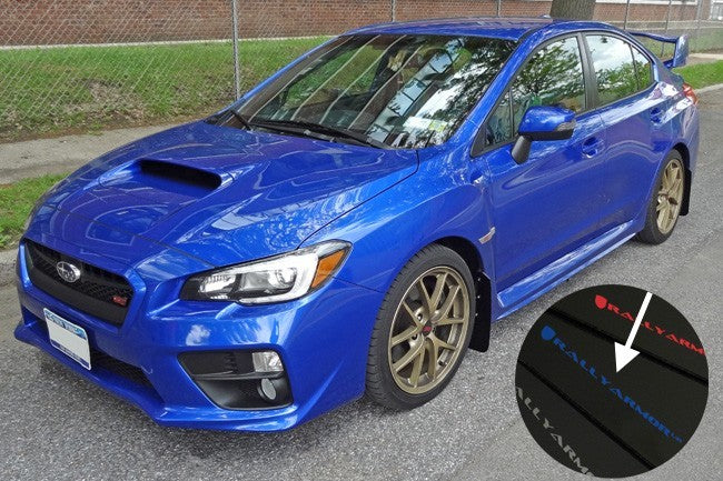 RALMF32-UR-BLK/BL Rally Armor Mud Flaps - 2015+ WRX / 2015+ STI-Black Mud Flap with Blue Logo,