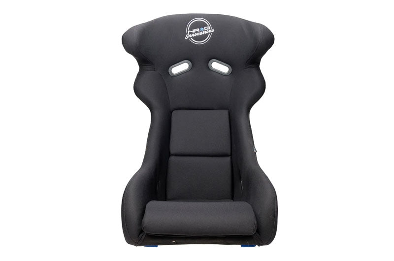 NRGFRP-600WT NRG Innovations FRP Bucket Seat - White finish with Arrow Embroidery and Blue Side Mount Bracket - Universal,