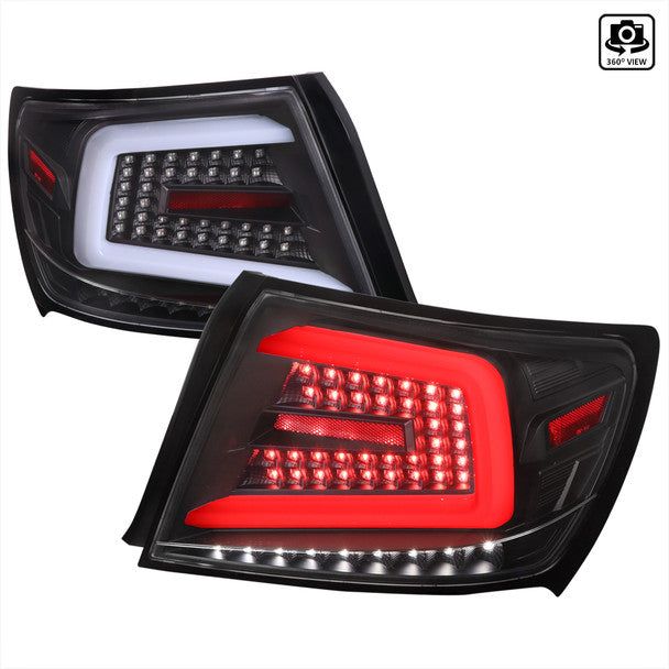 SCDLT-WRX084JMLED-SQ-TM Sped D Tuning LED Sequential Turn Signal Tail Lights Matte Black Housing w/Clear Lens and White Bar - 2008-2014 Subaru WRX/STI Sedan,
