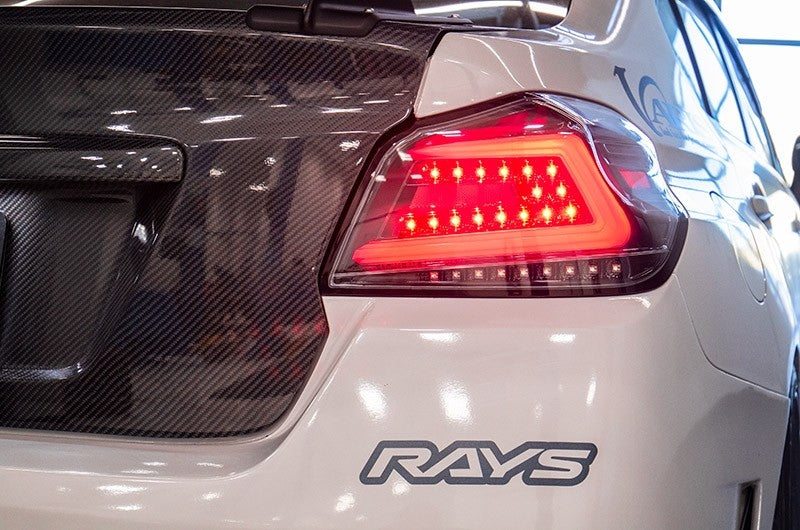 SCDLT-WRX15BKLED-SQ-TM Spec-D Sequential LED Tail Lights - 2015+ WRX / STI-Glossy Black-Clear Lens-Red LED Bar,