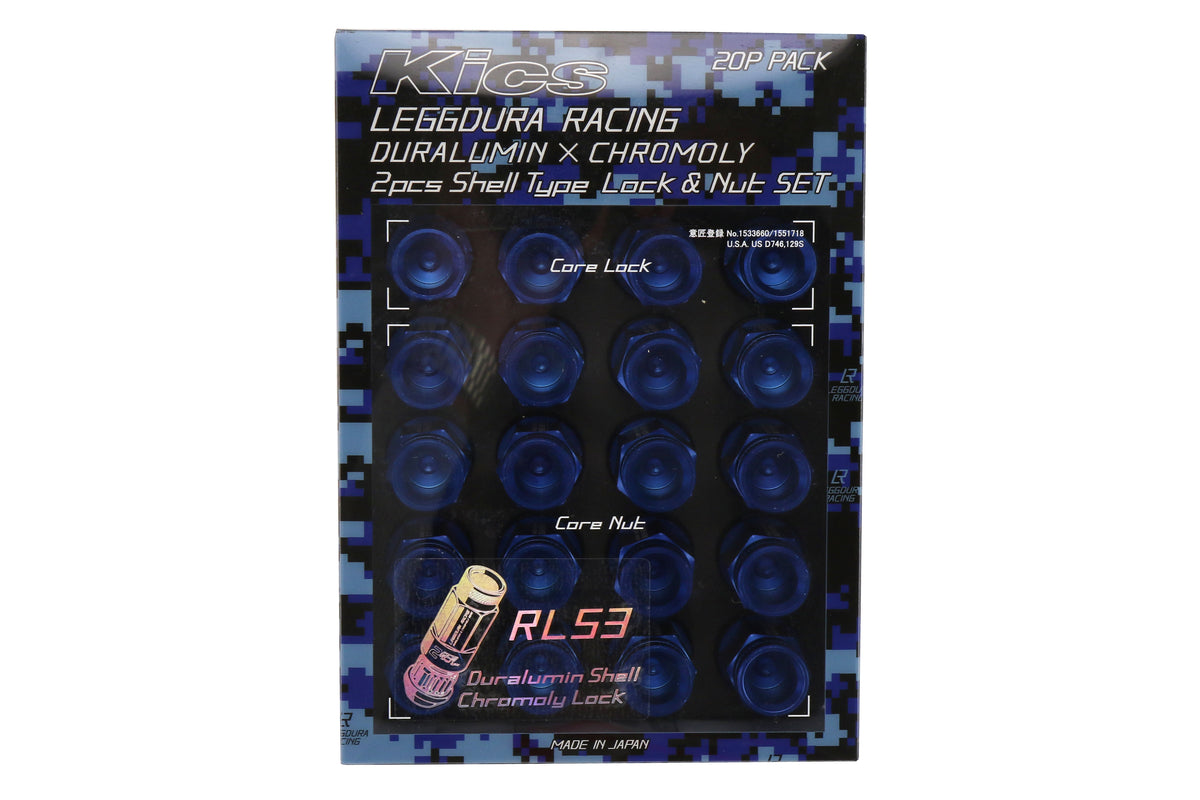 KICWRL5313U Project Kics Leggdura Racing Shell Type Lug Nut 53mm (Open-End) - 2015+ WRX / 2015+ STI / 2013+ FT86-Blue,