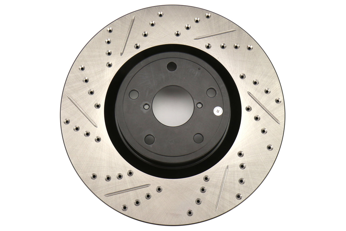 STT938.47010 Stoptech Sport Pack-Drilled/Slotted Front Rotors & Pads - 2005-2017 Subaru STI,