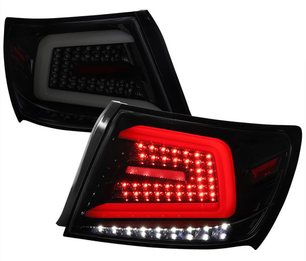SCDLT-WRX084BBLED-SQ-TM Sped D Tuning LED Sequential Turn Signal Tail Lights Glossy Black Housing w/Tinted Lens and White Bar  - 2008-2014 Subaru WRX/STI Sedan,