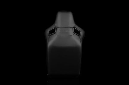 BRMBRR1R-BKRS Braum Elite-R Series Fixed Back Bucket Seat - Black Polo Cloth (Red Stitching / Red Piping) Each - Universal,