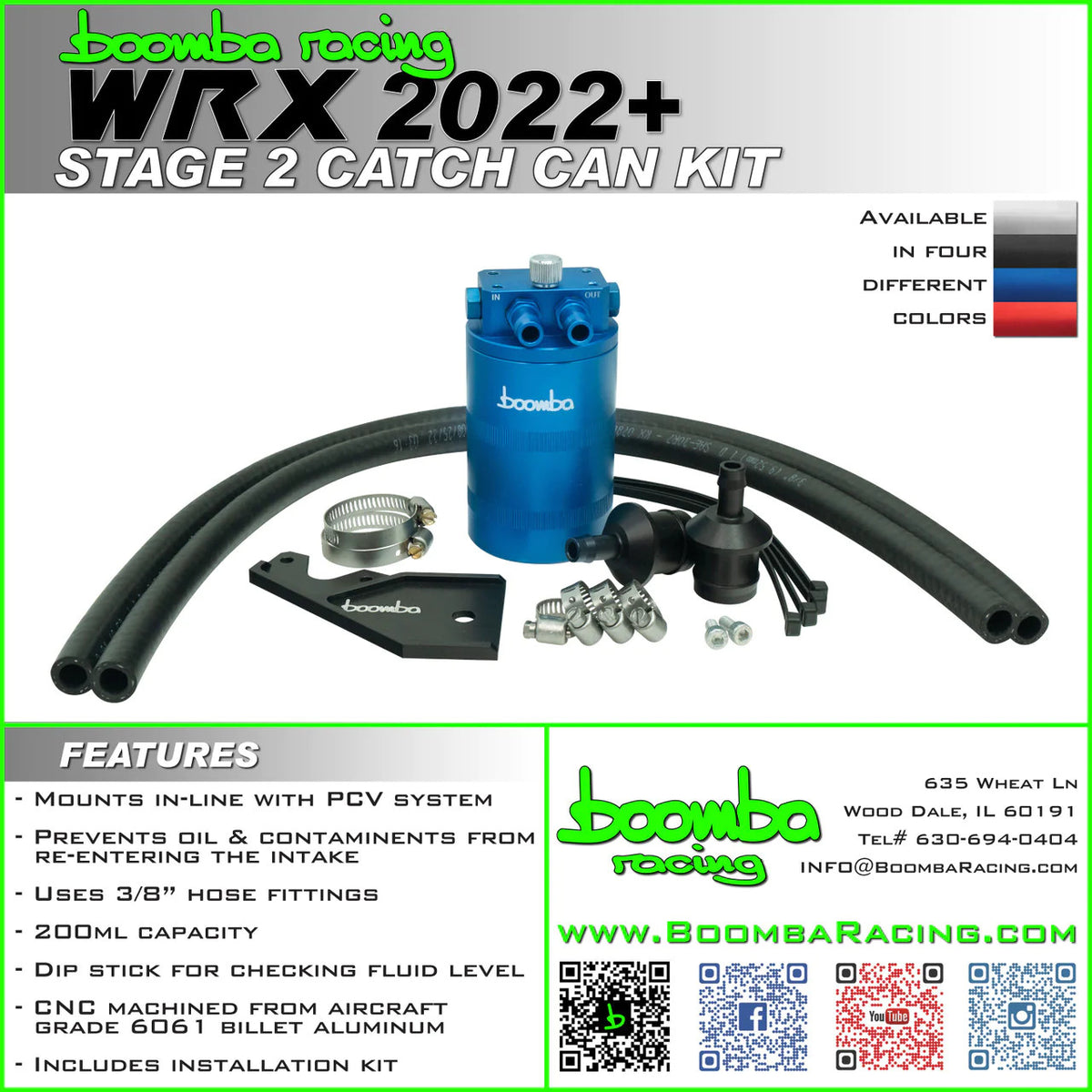 Boomba Racing Stage 2 Catch Can Kit - BLUE - 2022-2024 Subaru WRX