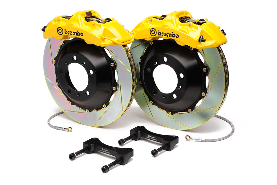 BRE1M2.8039A5 Brembo Gran Turismo 6 Piston Front Brake Kit Yellow Slotted Rotors - 2008-2014 Subaru WRX,
