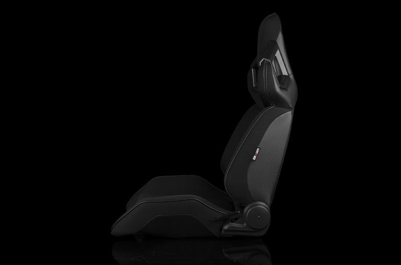 BRMBRR5-BFGS Braum Alpha X Series Sport Seats - Black Polo Fabric (Grey Stitching)  Pair - Universal,